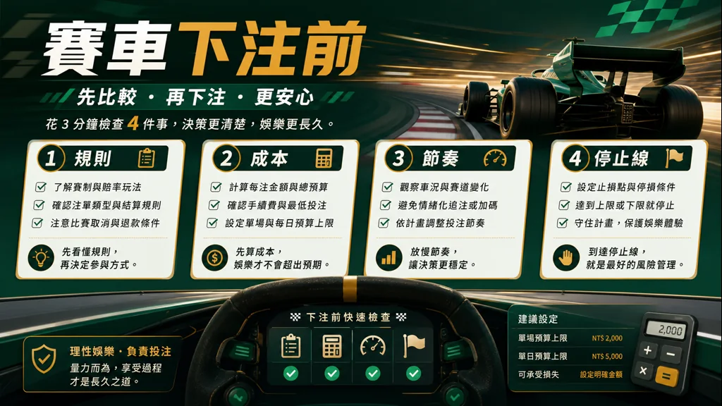 極速賽車下注前規則成本節奏與停止線檢查圖解